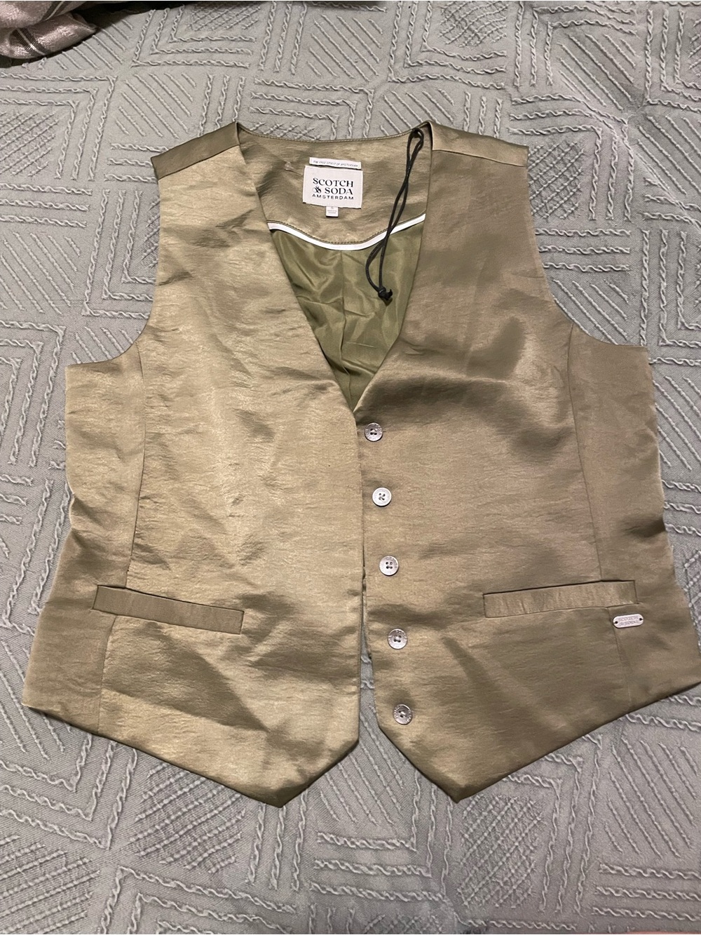 Scotch & Soda Olive Green Satin Vest